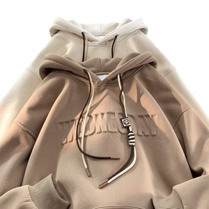 Chaqueta con forro polar de invierno de peso pesado para hombres europeos americanos estilo Otoño/Invierno Sudadera con capucha con estampado de acero grueso sólido - Product Image 5