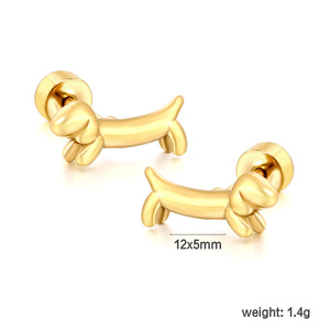 Pendientes de perro salchicha en tono dorado, de acero inoxidable, con forma de animal, a la moda, para mujer, regalo - Product Image 5