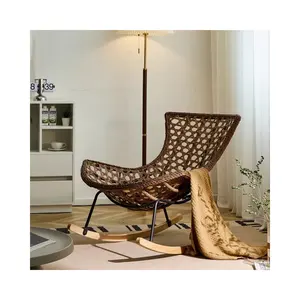 Hot Sale Outdoor Rattan Lounge Chair Recliner Indoor Swingable Leisure Comfort Rattan Chair Single Large Size Lounge Chair