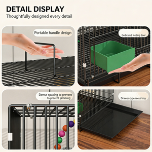 Cage à oiseaux Chuangduo en gros pour petits oiseaux (perruche/gerbille) - Cage à animaux de compagnie en métal durable, jouets, bac facile à nettoyer, garantie de 3 mois - Product Image 2