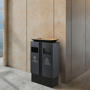 Sang Trọng Bột Tráng Thùng Trash Có Thể-Màu Đen Đứng Dual-Ngăn Chất Thải <span class=keywords><strong>Bin</strong></span> Cho Khách Sạn 5 Sao & Khu Nghỉ Nghỉ - Product Image 3