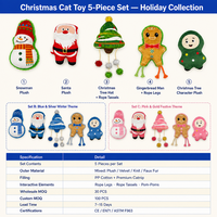 Ensemble de jouets pour chat de Noël à la catnip, comprenant un Père Noël en peluche, un bonhomme de neige, un jouet en forme de pain d'épices et un jouet à plumes pour chaton, pour le jeu autonome, cadeau, 6 styles