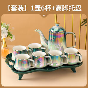 طقم إبريق قهوة سيراميك مطلي بالذهب ومجموعة أكواب غلاية سيراميك ومجموعة أكواب أكواب طقم قهوة سيراميك - Product Image 5