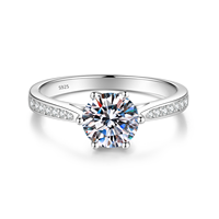 Bague Solitaire Française en Argent Sterling 925 avec Moissanite 1 Carat, Bague Ouverte Ajustable