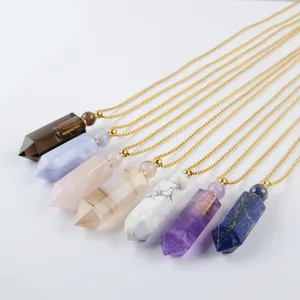 Bouteille de parfum en cristal de guérison, breloque, joli pendentif diffuseur d'huile essentielle, collier, bouteille de parfum en cristal