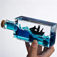 Bouteille à flottement liquide en acrylique OEM, bouteille à flottement liquide en forme de navire de croisière, presse-papiers liquide, cadeau de décompression pour bureau, décoration nautique pour la maison