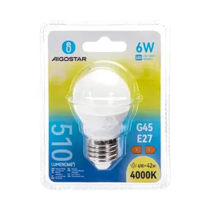Lampadina LED G45 E27 6W, luce bianca, risparmio energetico, lunga durata; ideale per illuminazione generale e decorazione. - Product Image 2