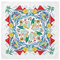 Écharpe carrée en coton et soie à motif tropical personnalisé, bords finis à la machine, impression recto, pour la vie quotidienne