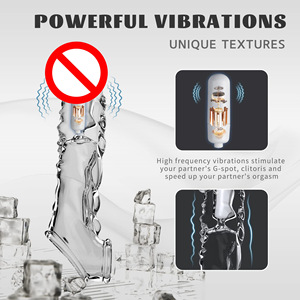 Juguete Vibrador Transparente de Cristal con Forma de Diente de Lobo para Hombre, Funda de Silicona Plástica, Juguetes Sexuales para Adultos, Copa de Succión de Simulación - Product Image 3