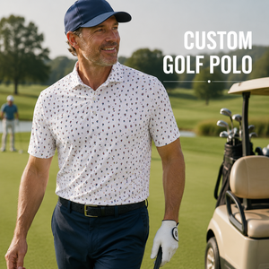 Polos de Golf Personalizados con Microestampado Floral para Hombre, Manga Corta, Impresión Completa, Marca Privada, Fabricante OEM ODM - Product Image 1