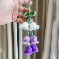 Farbverlauf-Garn-Design Häkelblumen-Schlüsselanhänger Gestrickter Maiglöckchen-Schlüsselring Auto-Rückspiegel-Anhänger Taschen-Deko Mädchen-Geschenk