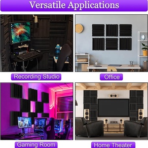 Panel busa akustik tebal 12x12x2 inci, busa penyerap suara, busa padat, bantalan Kedap suara, alur ubin dekorasi dinding 3D - Product Image 3