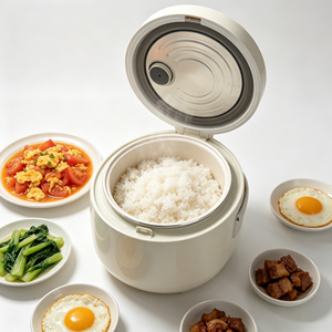 Olla <span class=keywords><strong>Arrocera</strong></span> Eléctrica Portátil de 1.6L-5L con Taza Medidora, Olla de Hierro con Revestimiento Antiadherente, Enchufe Francés de 220V, Carcasa de Plástico Blanca - Product Image 2