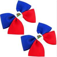 Pince à cheveux en ruban tissé avec motif drapeau d'Haïti, design personnalisé pour le jour du match de football 2026, idéale pour les festivals et les fêtes