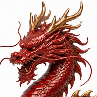 Statue de dragon rouge du Nouvel An chinois en résine sur mesure, figurine de dragon enroulé, service de fabrication OEM, projet de cadeau de vacances