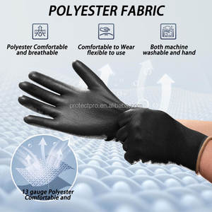 Guantes de trabajo de seguridad antiestáticos industriales con agarre de protección de revestimiento de <span class=keywords><strong>PU</strong></span> transpirable de poliéster baratos al por mayor - Product Image 4