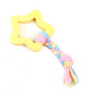 Çevre dostu TPR yıldız şekli diş temizleme köpek çiğnemek oyuncak Pet kauçuk oyuncaklar ile bez halat köpek TPR oyuncak - Product Image 4