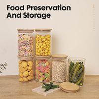 Botol Air Kaca Tahan Lama Ramah Lingkungan dengan Tutup Bambu Model Jepit, Stoples Penyimpanan Dapur Kapasitas Besar, Desain Multifungsi Bergaya Modern