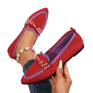 2026 New Fashion <b>Square</b> Toe Autumn Summer Slip-On Rubber Outsole <b>Large</b> Size Breathable Flat Single Shoes Women <b>Set</b> Feet Bow Lazy - Product Image 1