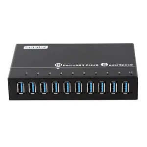 Sipolar a-103 60W powered Super speed Charging Black metal 10 port usb 3.0 12 port hub driver with adapter