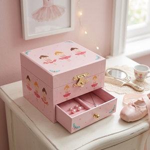 Caja Musical de Madera con Diseño de Mariposa y Bailarina Rosa, con un Solo Cajón, para Guardar Joyas de Niñas, Regalo - Product Image 2