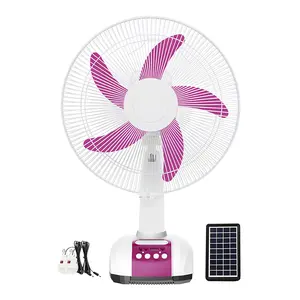 16 Inch 5 Blades Double Battery 2 Speeds Cooling Rechargeable Lighting Camping Electric Indoor Solar Fan