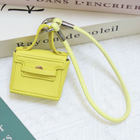 En gros, Mini sac de rangement portable en PU, porte-clés, breloque de clé à sangle de main couleur unie, pour sac à main, sac à dos, cadeau décoratif et tendance