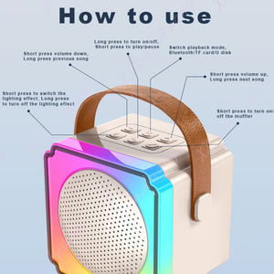 Mini haut-parleur Hi-Fi actif à double microphone avec éclairage LED RGB, 2 microphones sans fil pour chanter du karaoké, audio Hi-Fi, cadeaux Hi-Fi - Product Image 5