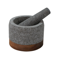 Mortier et Pilon en Granit Direct Usine pour l'Écrasement d'Ail, Ustensile Ménager en Pierre pour Herbes, Épices, Poivre du Sichuan, Piment et Autres