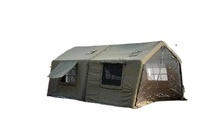 Tente de camping d'été en coton TC vert avec deux chambres, un salon, imperméable, portable, expansion à colonnes d'air 8+8, design camouflage