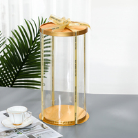 Boîte à gâteau ronde transparente en plastique PET doré de 6, 8 et 10 pouces, recyclable, pour présentation de gâteaux et desserts, emballage cadeau de mariage, vente en gros