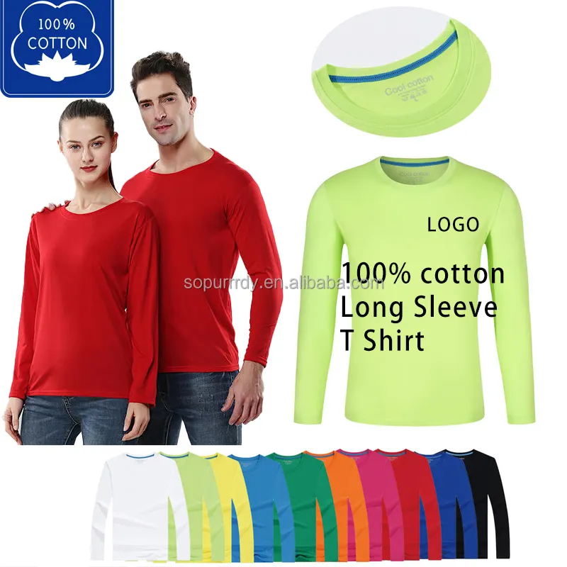 220g oversize 100% cotton custom logo long sleeve t-shirt for men longsleeve t shirt blank men women t-shirt with long sleeves