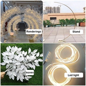 Khung nền vòm kim loại màu Vàng Nhân Tạo hiện đại màu trắng, Đèn Diode phát sáng cho các sự kiện đám cưới - Product Image 2