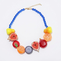 Fruitketting met kralen, zomersieraden voor vrouwen, kleurrijke hars, aardbei, granaatappel, choker, dopamine-dressing cadeau