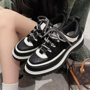 Zapatos de Mujer Estilo Xiaoxiangfeng, Primavera 2026, de Piel Vacuna con Suela Gruesa, con Cordones, Tipo Panda Dad Shoes, Transpirables, Duraderos y que Aumentan la Estatura - Product Image 4