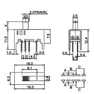 Interruptor de Palanca SS-23D03 de Alta Calidad, 3 Posiciones, 8 Pines (ENCENDIDO-APAGADO-ENCENDIDO), Altura de Palanca de 5 mm y 7 mm, Larga Vida Útil para Herramientas Eléctricas - Product Image 6