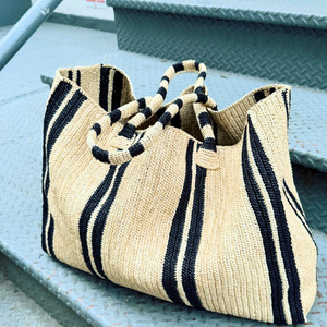 Handmade <strong>Navy</strong> Dark Blue Double Shoulder Strap Large Size Crochet Summer extra Lightweight Women Shoulder Summer Grocery <strong>Bag</strong> - Product Image 4