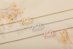 Collier personnalisé en acier inoxydable plaqué or avec nom et motif nuage mignon, idéal pour la fête des mères (Dropshipping) - Product Image 2