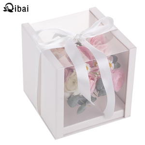 Qibai Nouvelle Boîte à Fleurs Transparente Coréenne avec Poignée, Boîte d'Emballage Florale en PVC avec Fenêtre, Boîte Cadeau pour la Fête des Mères avec Ruban - Product Image 5