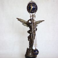 Horloge de table / d'étagère mécanique à balancier / pendule de style américain du XVIIe siècle, en laiton, modèle Lady Gloria, 8 jours, bleu cobalt