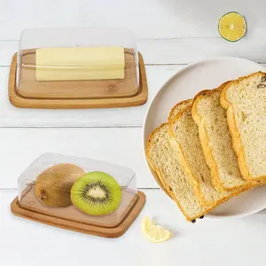 Piatto del vassoio del bordo di immagazzinaggio del pane del formaggio di bambù di legno naturale con la copertura - Product Image 5