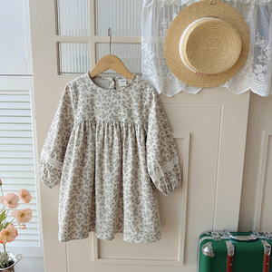 Vestido de niña coreano de primavera con solapa, manga farol, de algodón tejido a crochet, ODM, antiarrugas, con hombros descubiertos, estilo vestido de gala, <span class=keywords><strong>maxi</strong></span> floral - Product Image 2