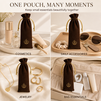Pochette en velours pour parfum avec cordon doré, sac cadeau, emballage de boutique en gros, petite pochette cosmétique, emballage pour cadeaux de mariage