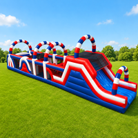Parcours d'obstacles gonflable commercial avec toboggan pour enfants et adultes, idéal pour le team building et les événements de location en extérieur