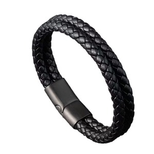 Bracelet en cuir marron foncé tressé avec fermoir magnétique, bijou de mode pour homme, cadeau - Product Image 5