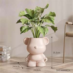 Logo personnalisé mignon dessin animé ours chutes pots de fleurs plante verte fleur artificielle maison intérieur <span class=keywords><strong>balcon</strong></span> décor pot de fleur - Product Image 3