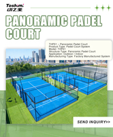 Terrain de padel panoramique professionnel Toshimi, extérieur, luxe, avec verre trempé de 12 mm
