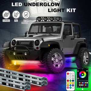 Giấc Mơ Màu Đuổi Theo Xe Underglow Đèn 4Pcs 90Cm 120Cm Nhôm Cứng Dải Đèn Kit Ứng Dụng Điều Khiển Từ Xa - Product Image 3