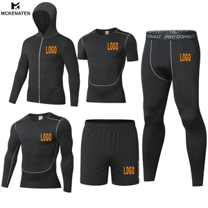 Magliette a Compressione da <span class=keywords><strong>Uomo</strong></span> per Fitness e Sport, Traspiranti e ad Asciugatura Rapida, con Logo e Collo Rotondo - Product Image 3