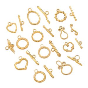 ACEWORKS Toggle Clasp 18K Gold Plated Stainless Steel <b>Spacers</b> | Heart Swirl Bar Lock Designs DIY Bracelet & Necklace Making - Product Image 1